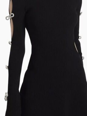 MACH & MACH NWT bows rib-knit turtleneck minidress